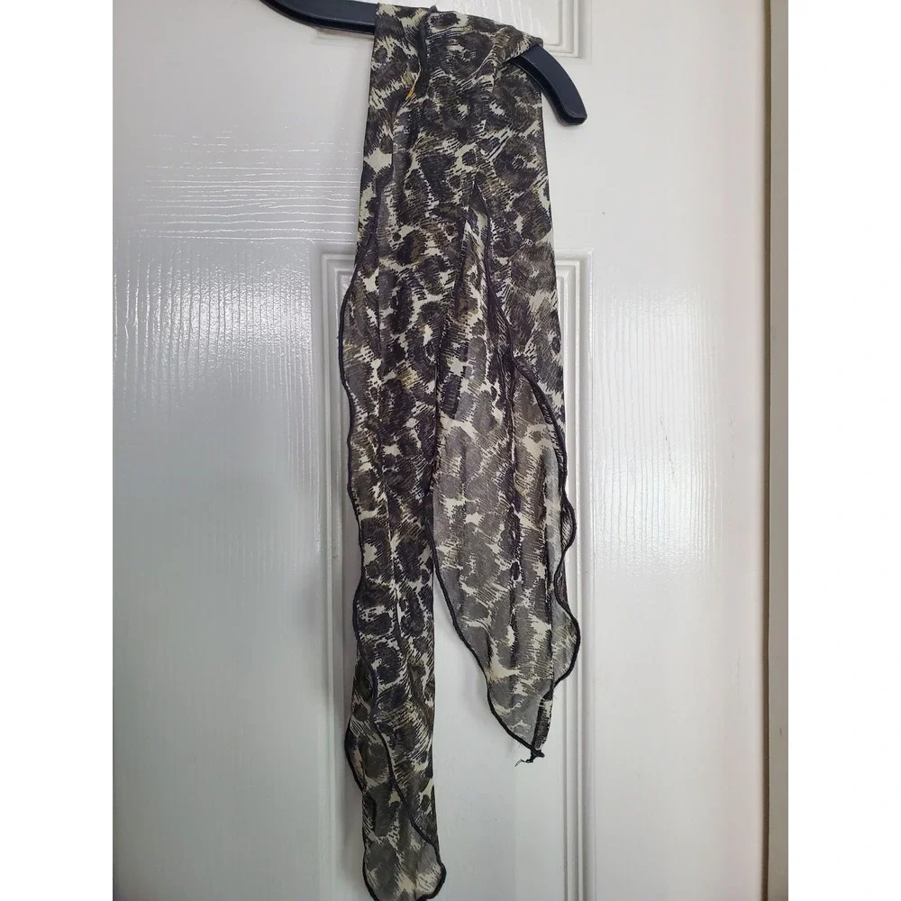 Neckerchief Scarf Brown‎ Leopard Print Sheer Lightweight Neck Accessory